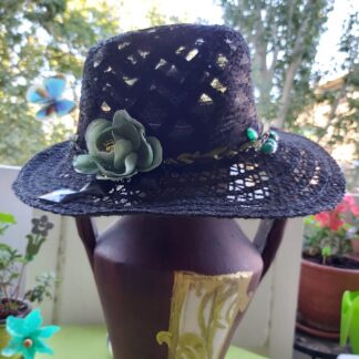 Sombrero negro de encaje de algodón