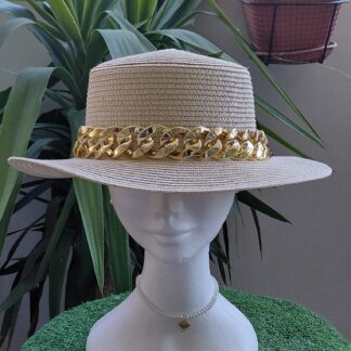 Sombrero canutier con cadena dorada ligera plástico