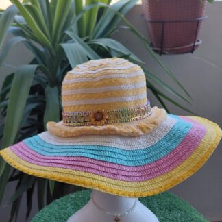 Pamela multicolor con tira pasamanería multicolor